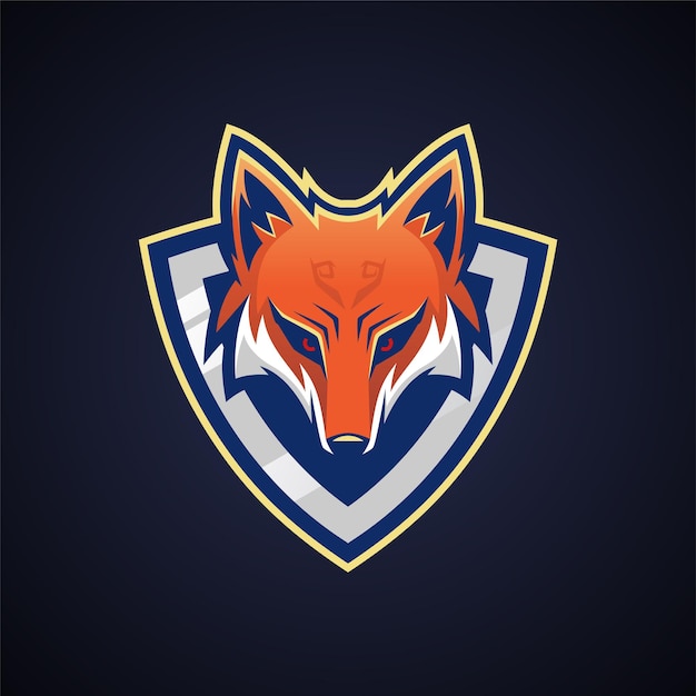 Fox hoofd met schild mascotte logo vector illustratie ontwerp dieren mascotte logo