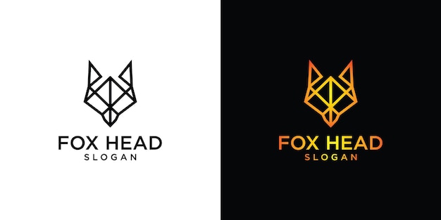 Fox hoofd unieke elementen logo-ontwerp
