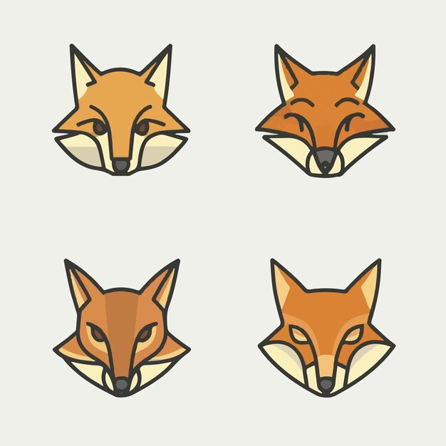 fox icons set on a white background