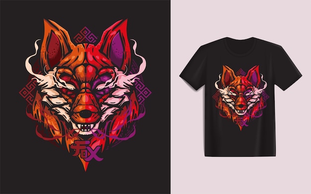 Fox illustration design template for tshirt, apparel.
