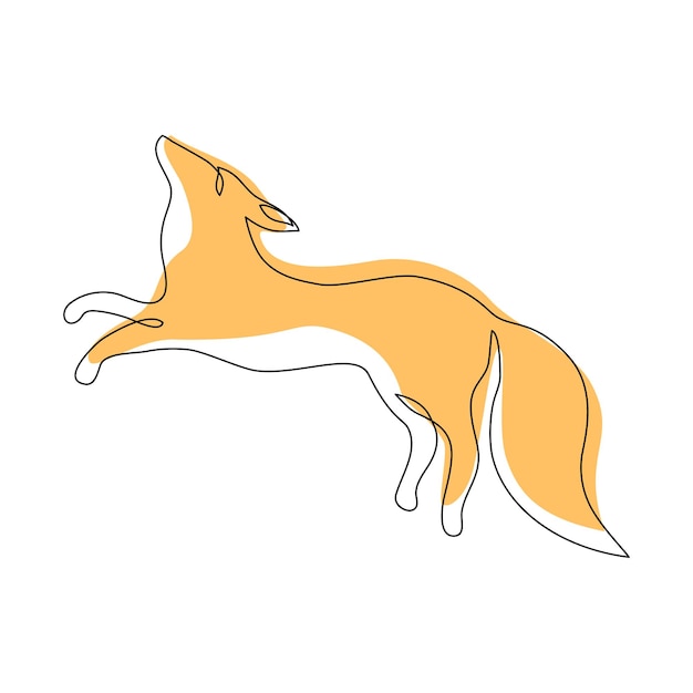 The fox is playful Drawing one line minimalism style