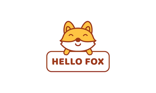 Fox kids smile with banner cute cartoon logo vector  illustration