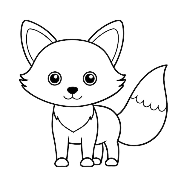 Fox kleurpagina Leuke en speelse illustratie van bosdieren voor kinderen en volwassenen