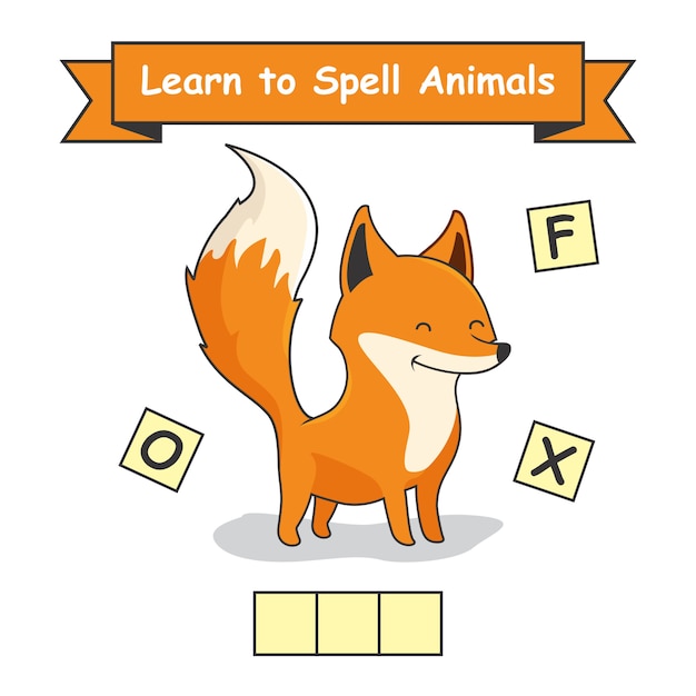 Fox Learn to Spell Animals Worksheet