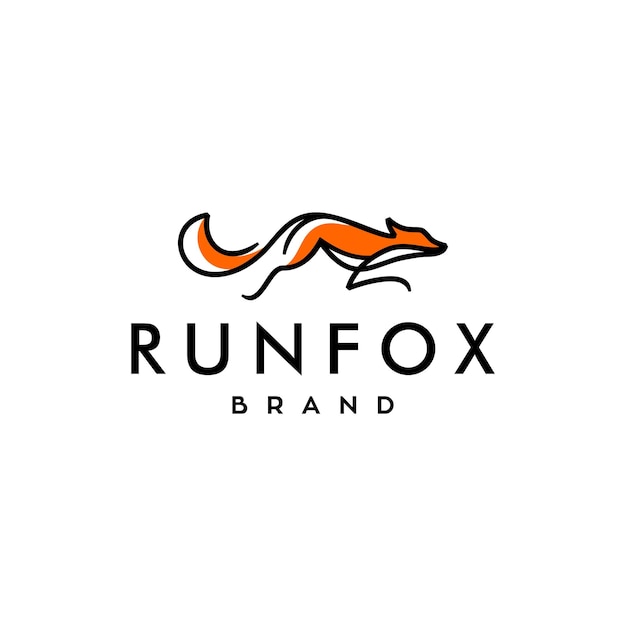 fox line logo eenvoudige vector lijntekeningen van abstract oranje fox logo ontwerp springen en rennen