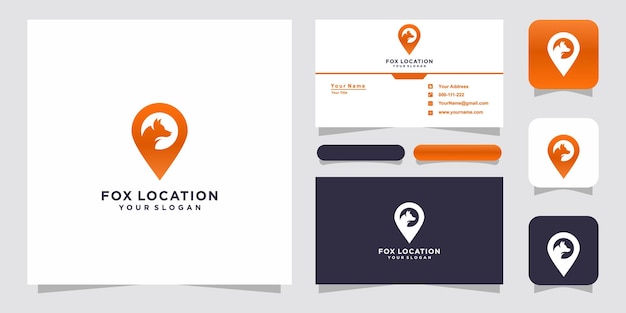 Fox location logo templates and business card design