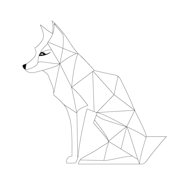 Fox logo design Abstract black polygonal fox Calm fox