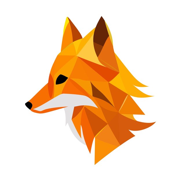 Design del logo fox testa di volpe poligonale colorata astratta volto calmo di volpe