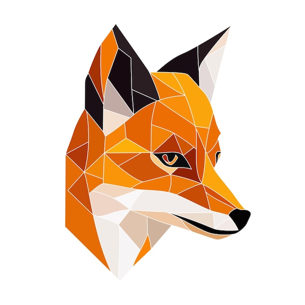 Design del logo fox testa di volpe poligonale colorata astratta volto calmo di volpe