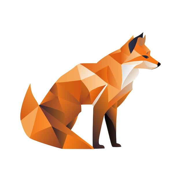 Vector fox logo design abstract colorful polygonal fox image calm fox