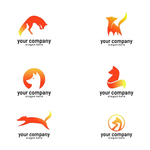 Шаблон дизайна логотипа fox