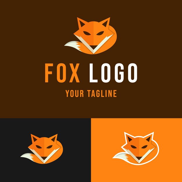 Fox-logosjabloon in platte ontwerpstijl