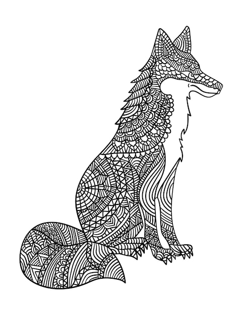 Vector fox mandala coloring pages for adults