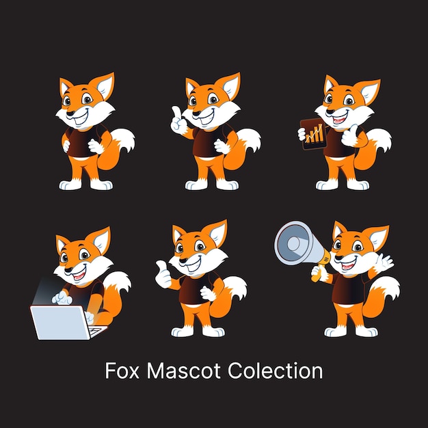 Vector fox mascot set logo vector