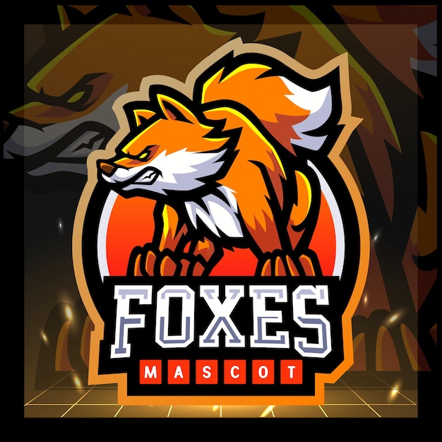 Fox mascotte esport logo ontwerp