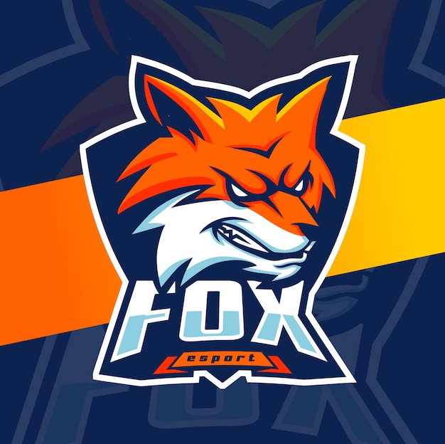 Fox mascotte esport logo ontwerp