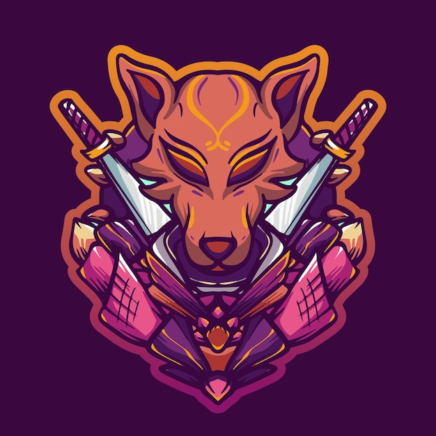 Vector fox monster warrior vector esport logo design