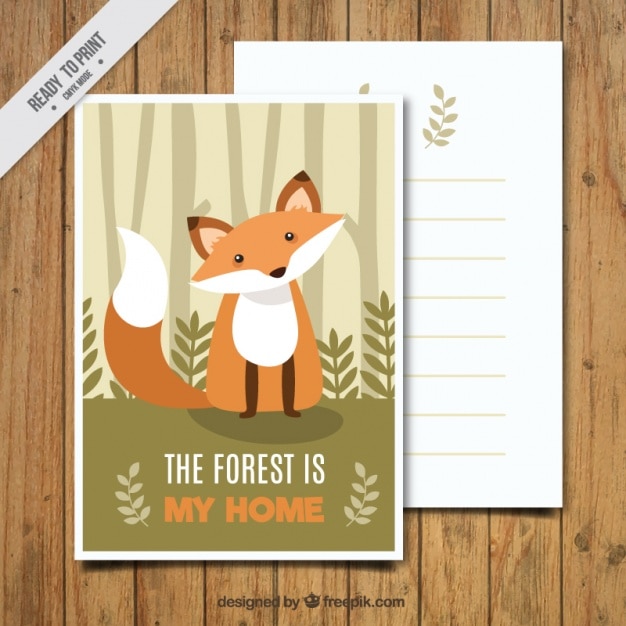 Vector fox mooie vintage kaart met boodschap