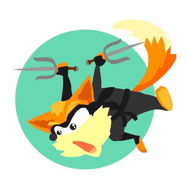 Vector fox ninja cartoon