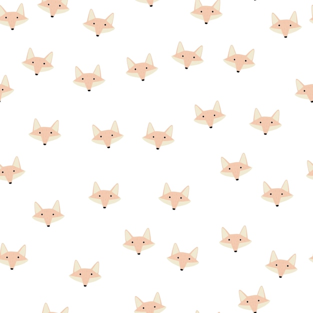 Fox patroon naadloos in stijl uit de vrije hand. Hoofd dieren op kleurrijke achtergrond. Vectorillustratie voor textielprints, stof, banners, achtergronden en wallpapers.