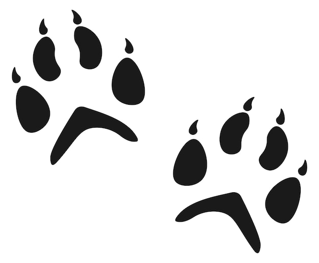 Fox paw pair Black animal foot mark