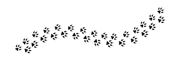 Vector fox paws silhouette print animal paws diagonal track