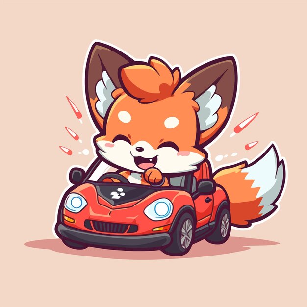 Fox on a red car