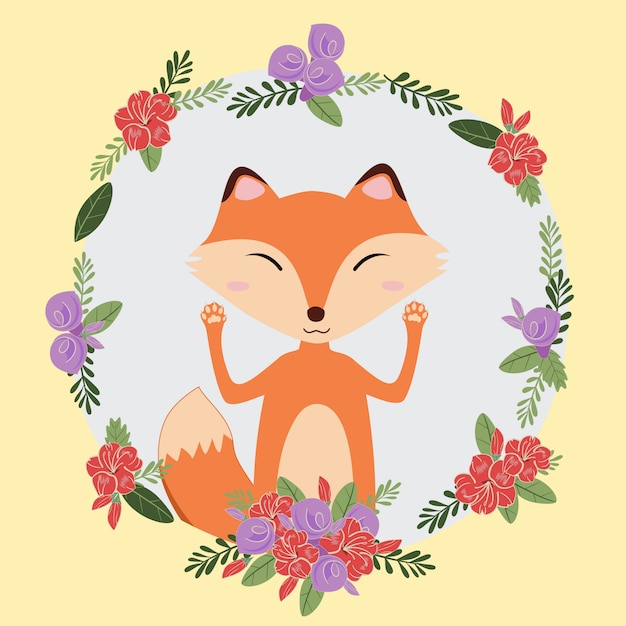 Fox schattige dieren hand getrokken doodle