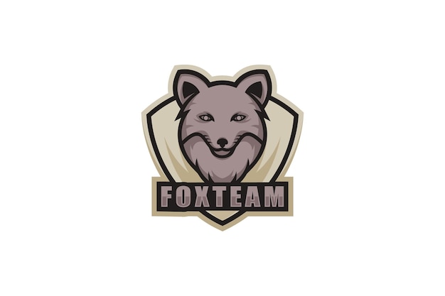 Fox schild mascotte logo ontwerp in grijze kleur