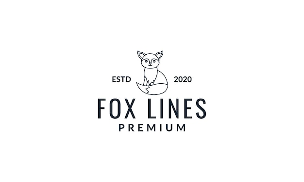 Fox  side cute  cartoon line logo icon vector illustration