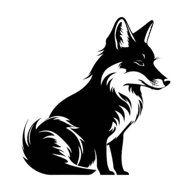 Fox silhouette clipart on a white background