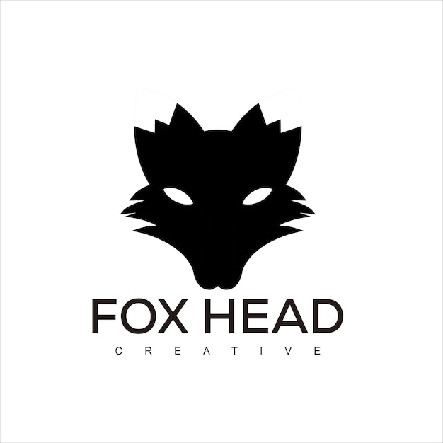fox silhouette head blue  color logo vector design