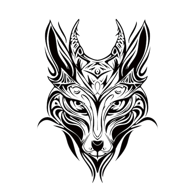 fox silhouette tribal outline drawing