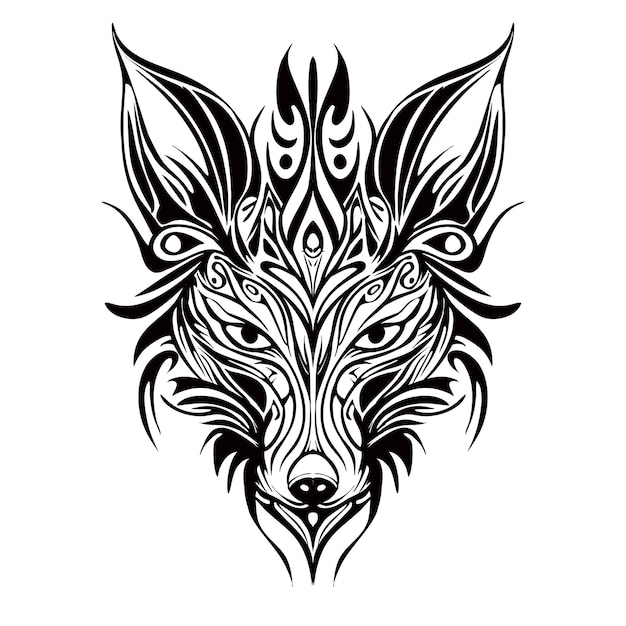 fox silhouette tribal outline drawing