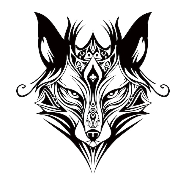 fox silhouette tribal outline drawing