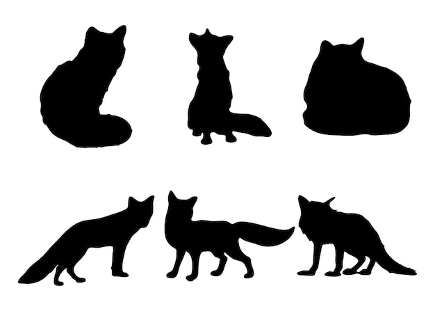 fox silhouettes vector