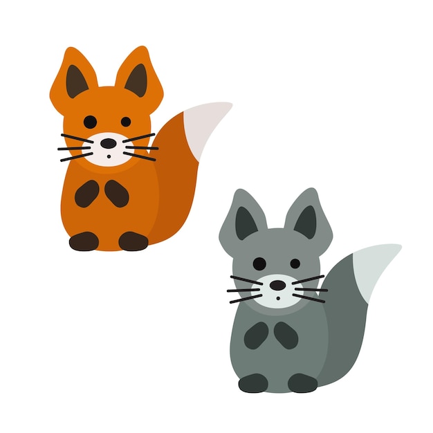 Fox and silver fox vector illustration