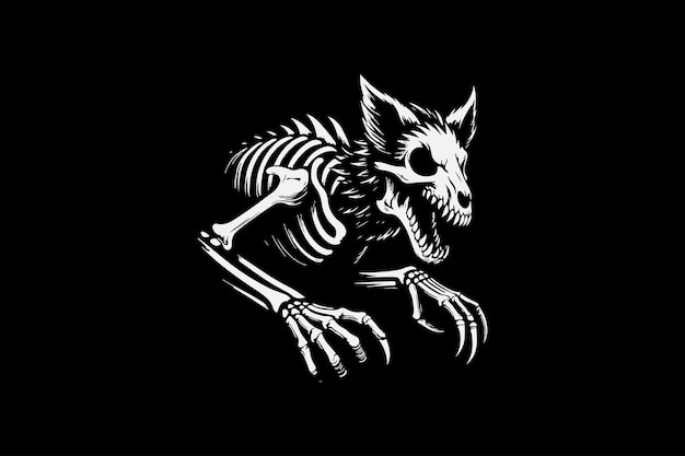 Vector fox skeleton illustration graphic design vector templates