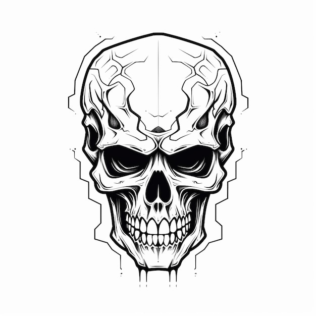 Vector fox skeleton skull design logo hand animated abstract hand drawing gold cotton wool skull