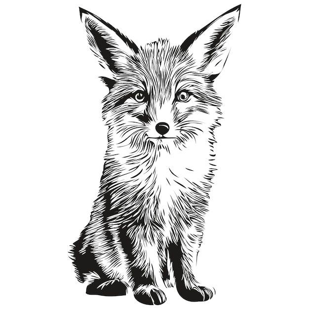 Fox sketchy graphic portrait of a fox on a white background fox cub