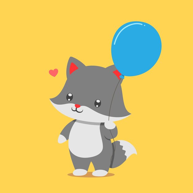 fox standing and holding balloon