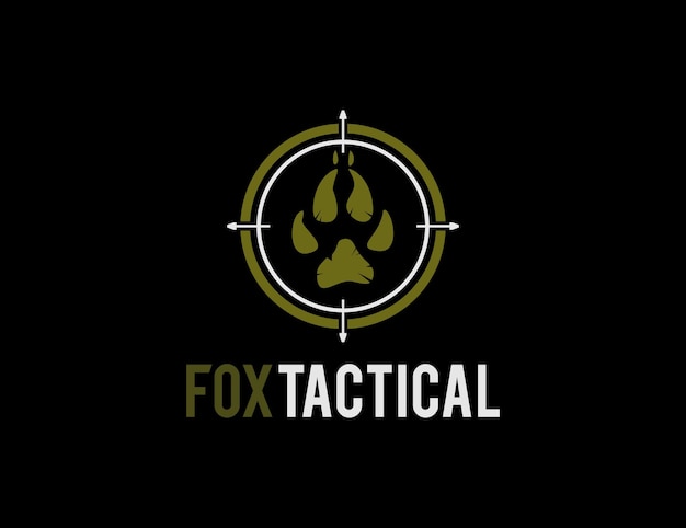 Vector fox tactisch logo met een poot- en vossenjachtlogo