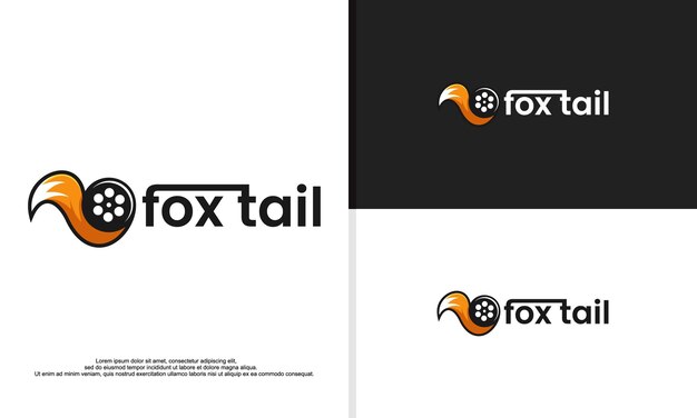 Fox tail film logo icon design illustration