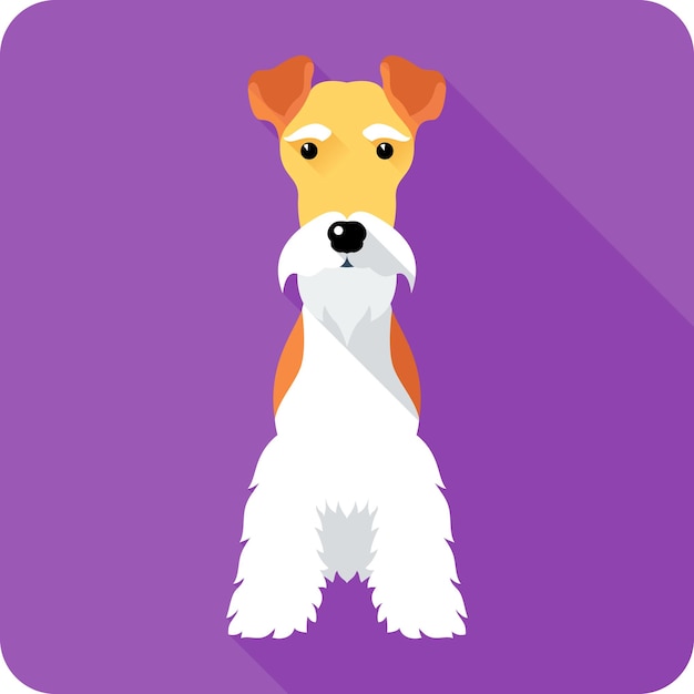 Fox terrier cane si siede icona design piatto