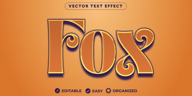 Vector fox text effectfully editable font text effect