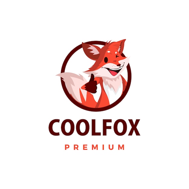 Fox thumb up mascot character logo  icon illustration