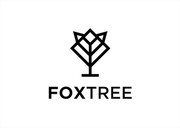 fox tree logo design vector illustration