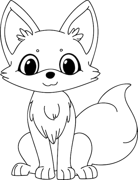 Vector fox vector illustration black and white outline fox coloring book or page for children