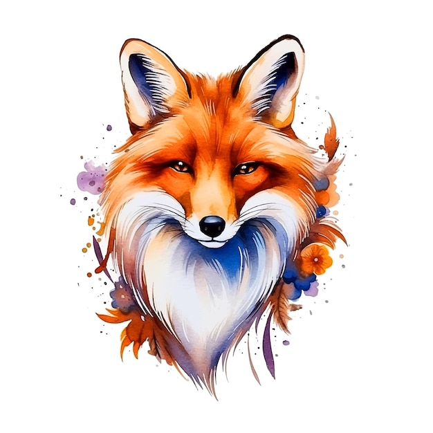 Fox watercolor paint