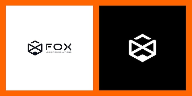 Фокс белая коробка и дизайн логотипа со стрелкой
